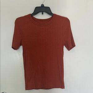 A New Day Rust Ribbed Short Sleeve Top